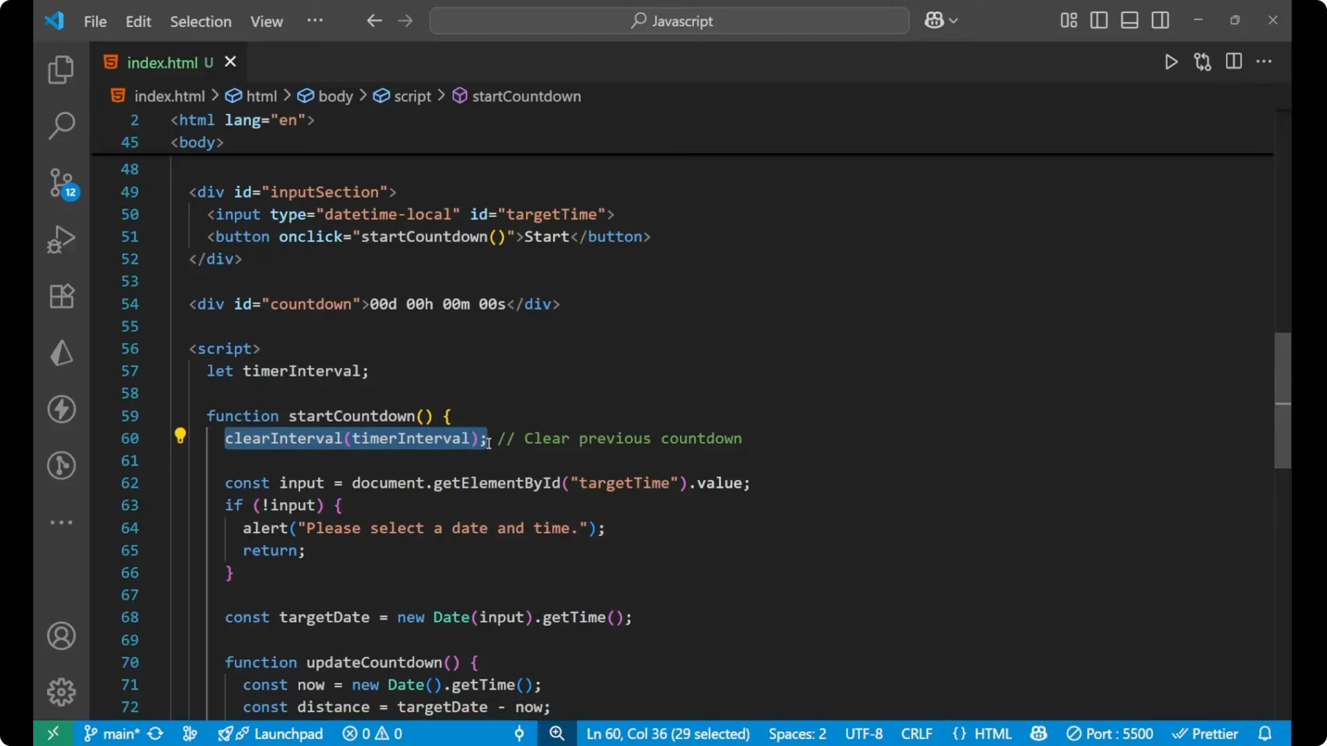 Create a Real-Time Countdown Timer with JavaScript and DOM screenshot 12