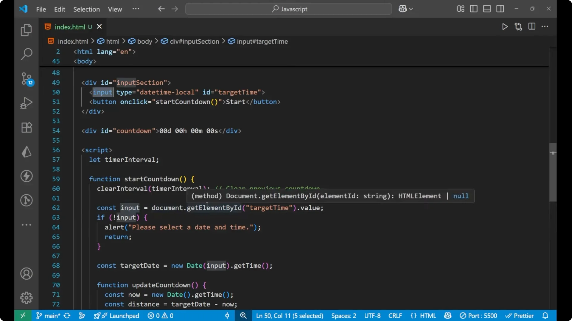 Create a Real-Time Countdown Timer with JavaScript and DOM screenshot 13