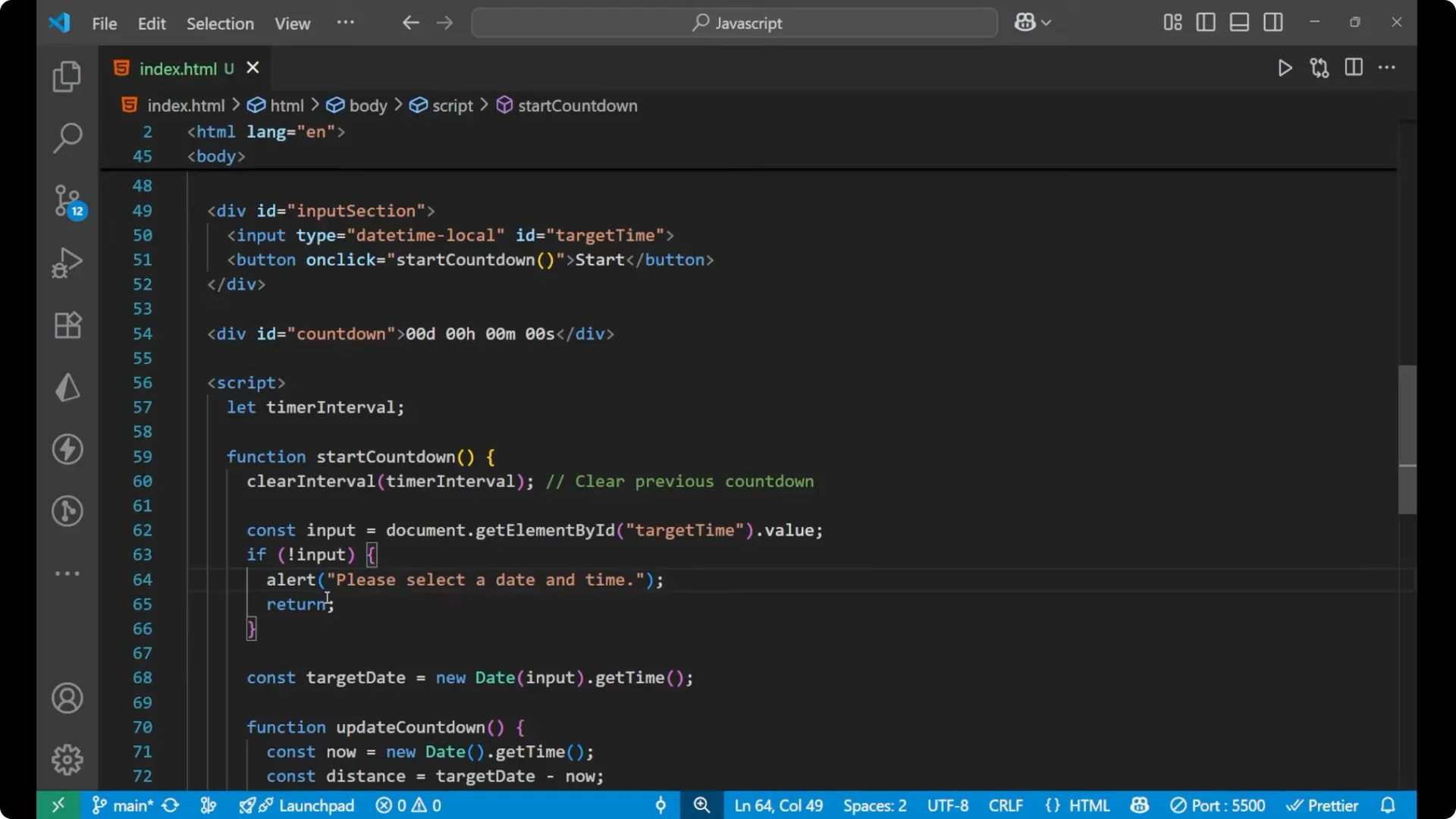 Create a Real-Time Countdown Timer with JavaScript and DOM screenshot 14