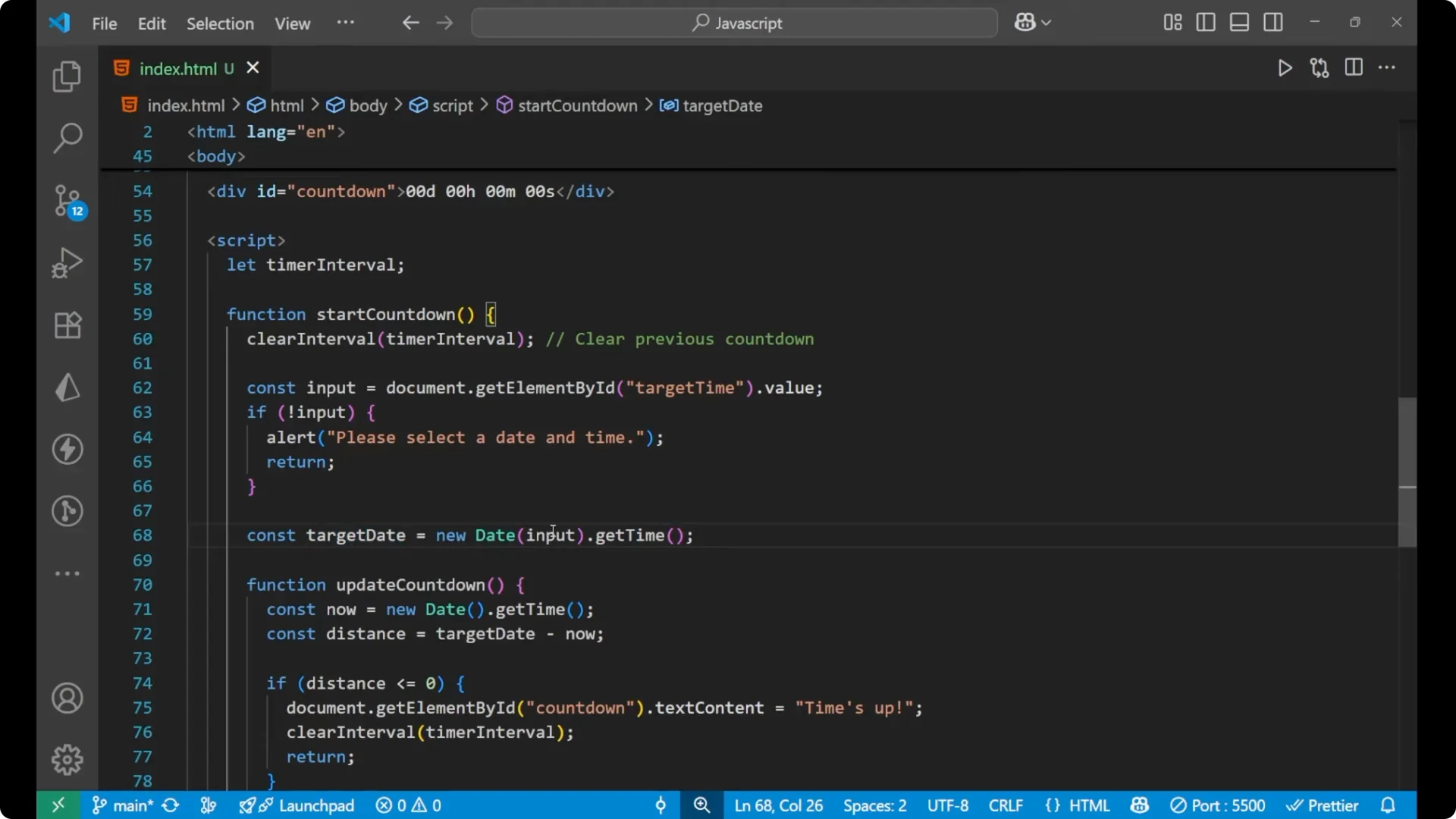 Create a Real-Time Countdown Timer with JavaScript and DOM screenshot 15
