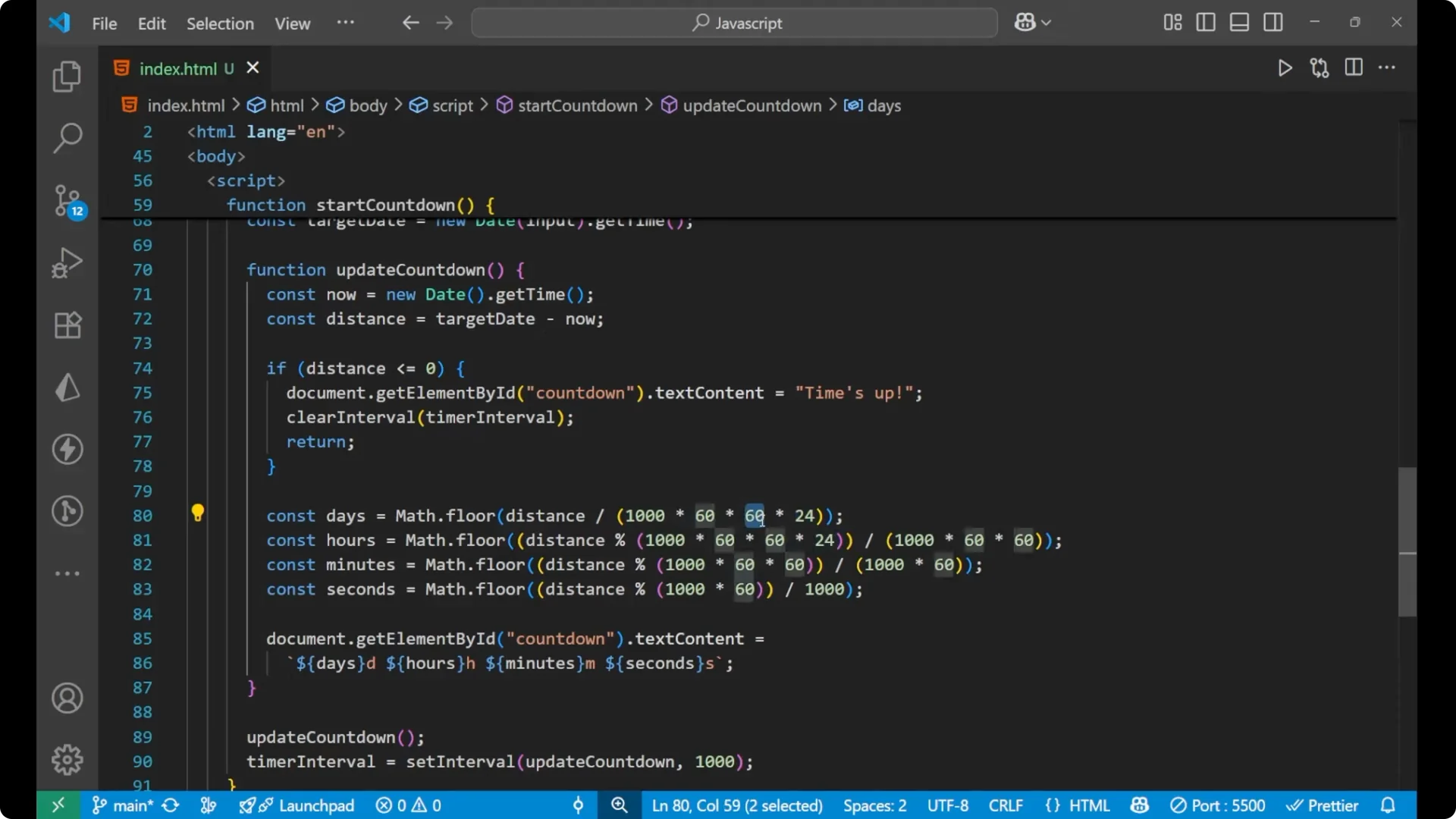 Create a Real-Time Countdown Timer with JavaScript and DOM screenshot 16