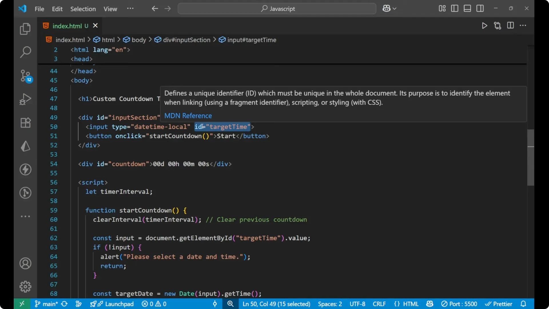 Create a Real-Time Countdown Timer with JavaScript and DOM screenshot 4