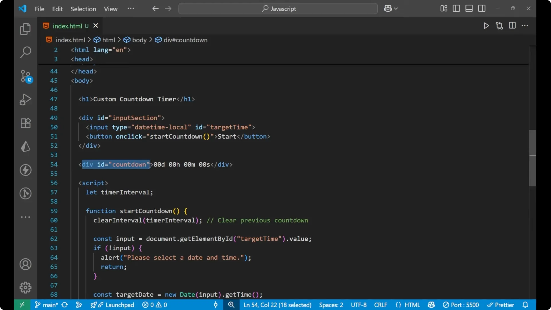 Create a Real-Time Countdown Timer with JavaScript and DOM screenshot 6