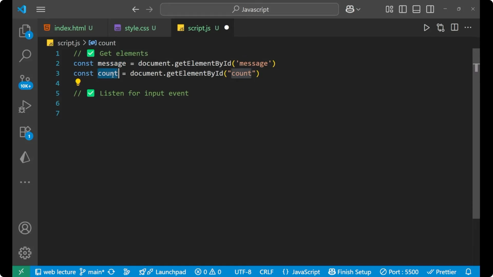 Create a Real-Time Live Character Counter in JavaScript screenshot 7