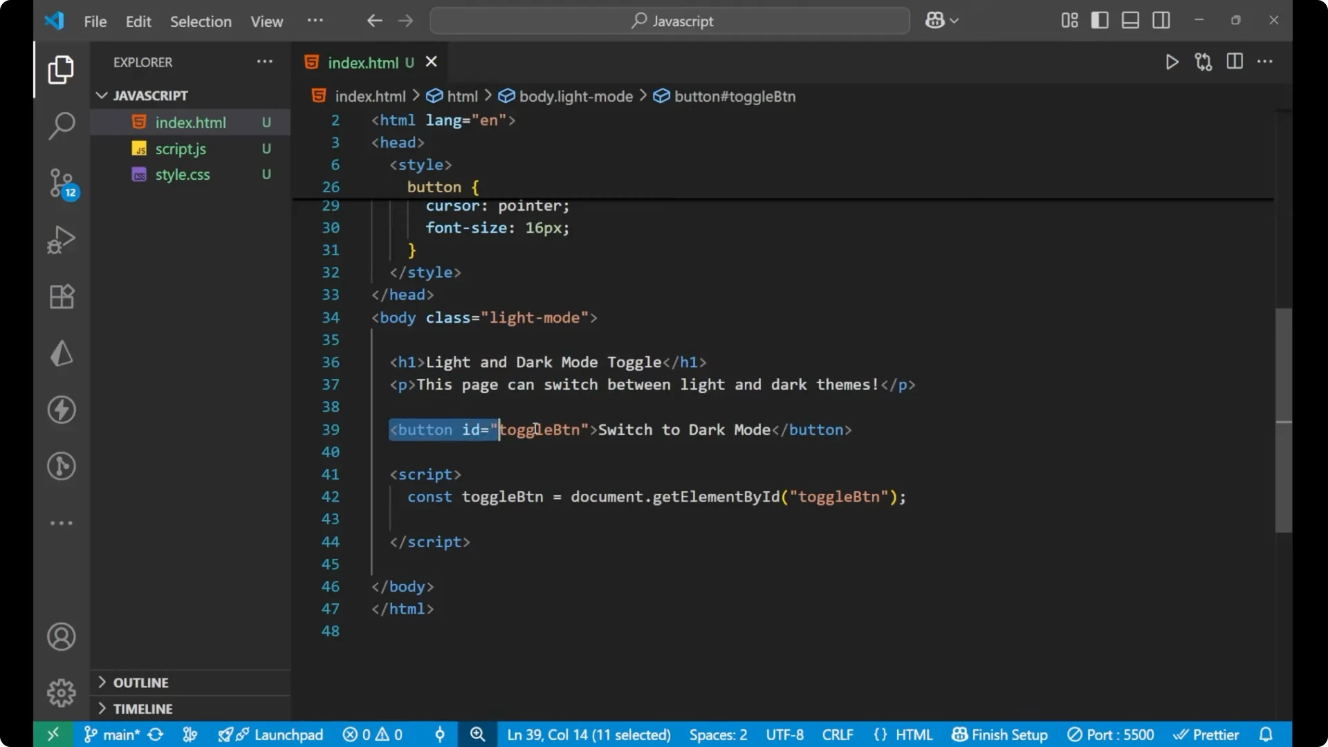 Create a Seamless Light and Dark Mode Toggle in JavaScript screenshot 3