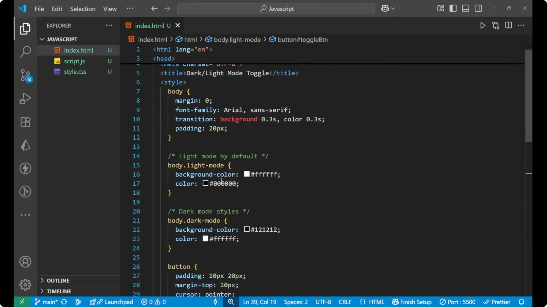 Create a Seamless Light and Dark Mode Toggle in JavaScript screenshot 4