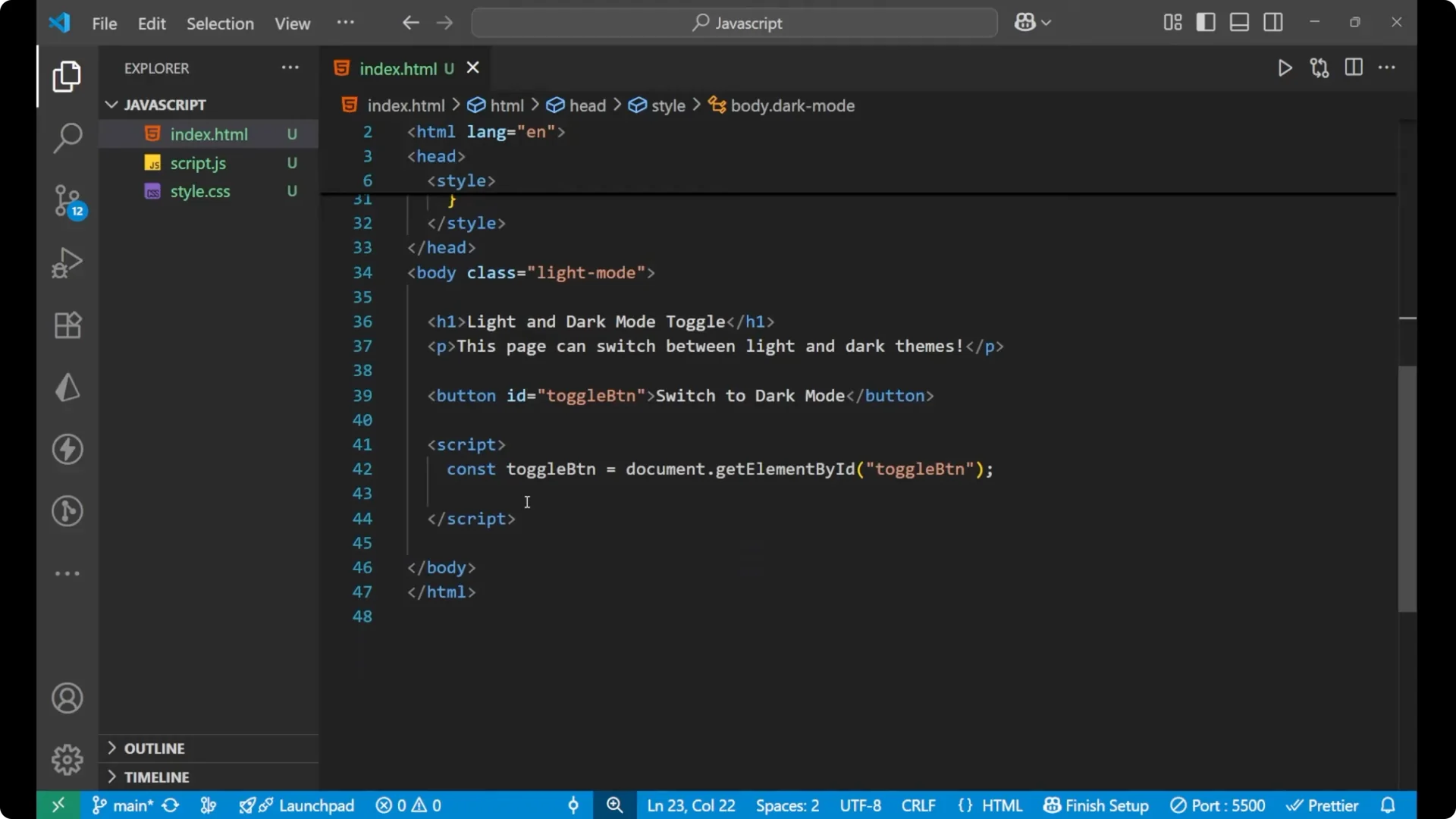 Create a Seamless Light and Dark Mode Toggle in JavaScript screenshot 6