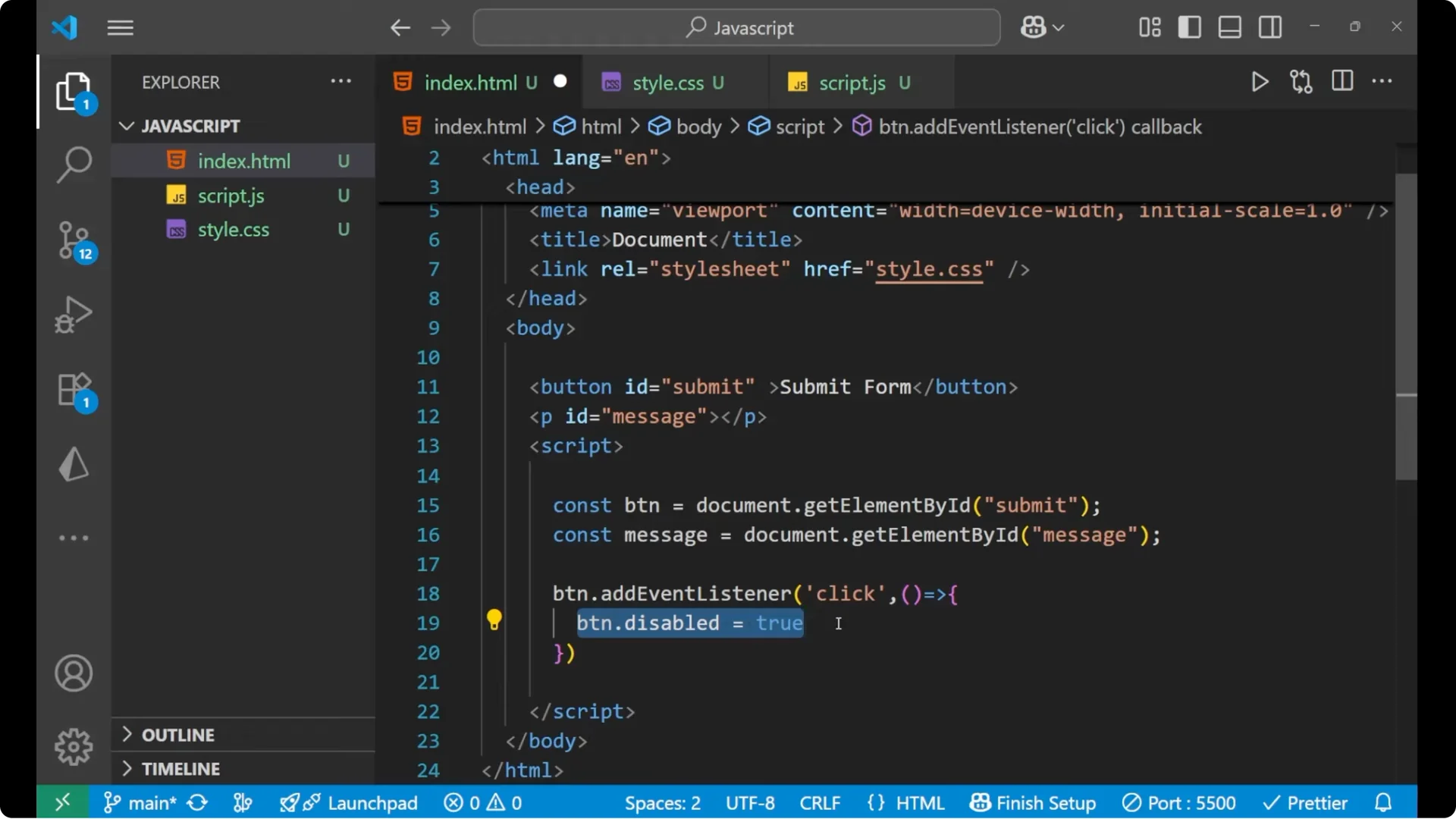 Disable a Button After Click in JavaScript with One Simple Line  6