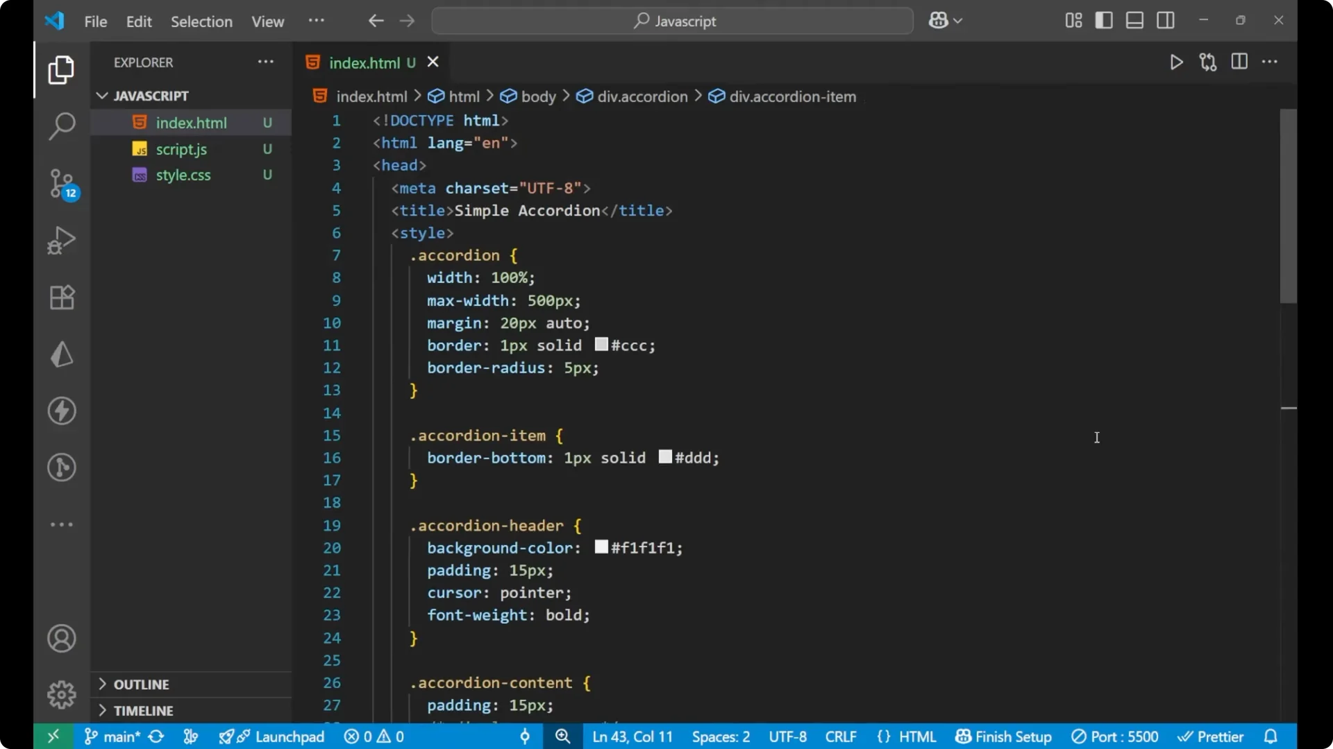 How to Build a Simple JavaScript Accordion: Step-by-Step Guide  5