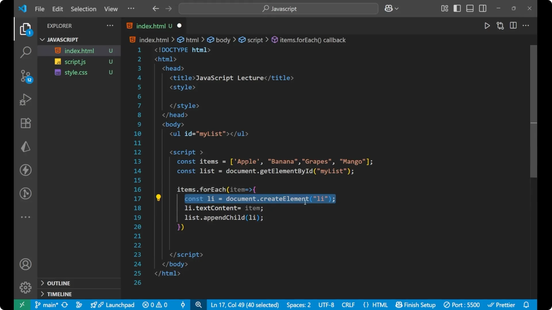 How to Dynamically Generate and Display Lists from JavaScript Arrays  7