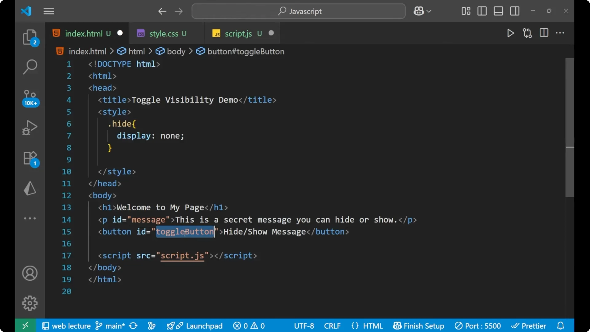 How to Dynamically Show or Hide HTML Elements with JavaScript screenshot 9