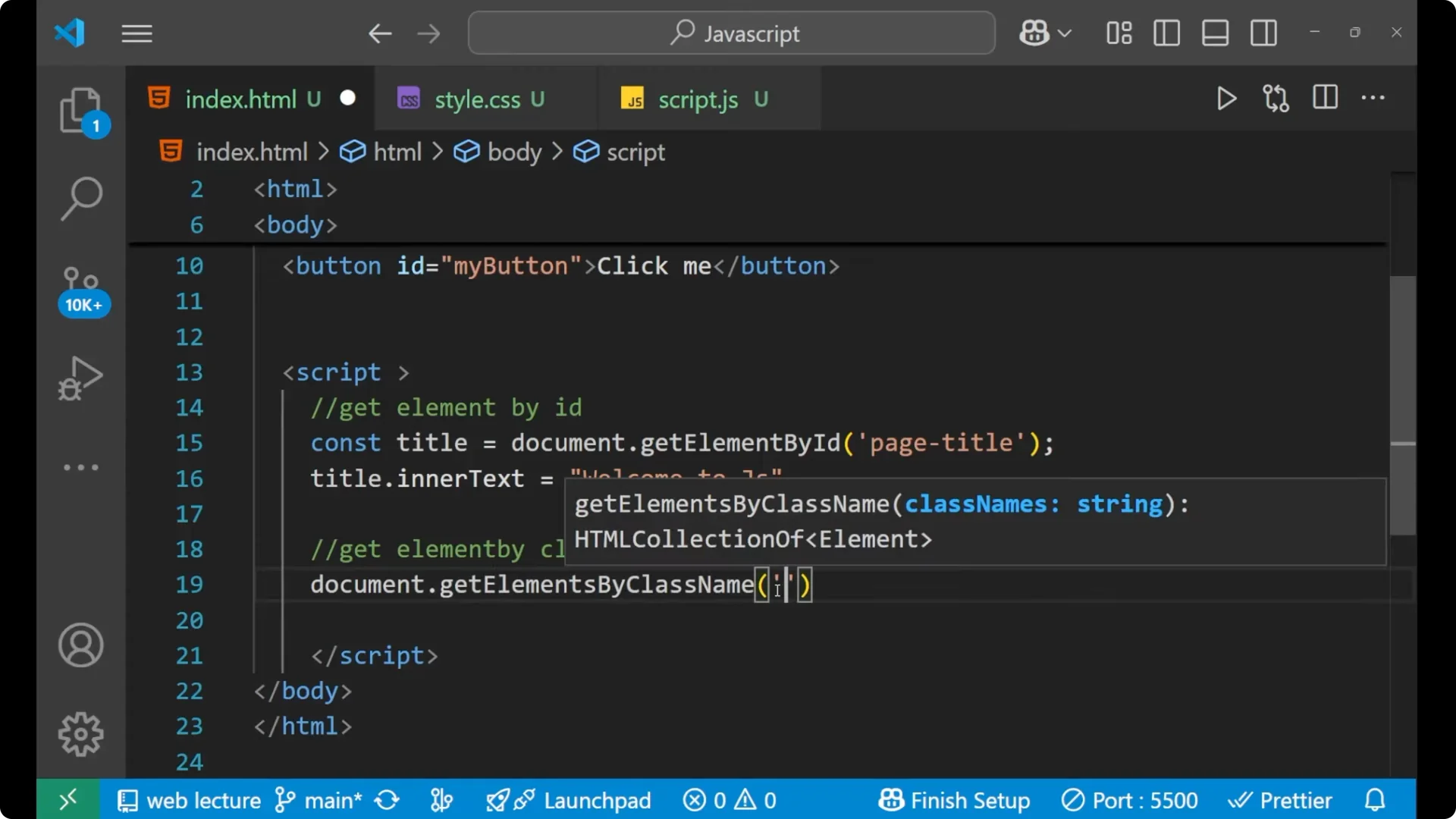 Master Accessing HTML Elements with JavaScript Methods  10
