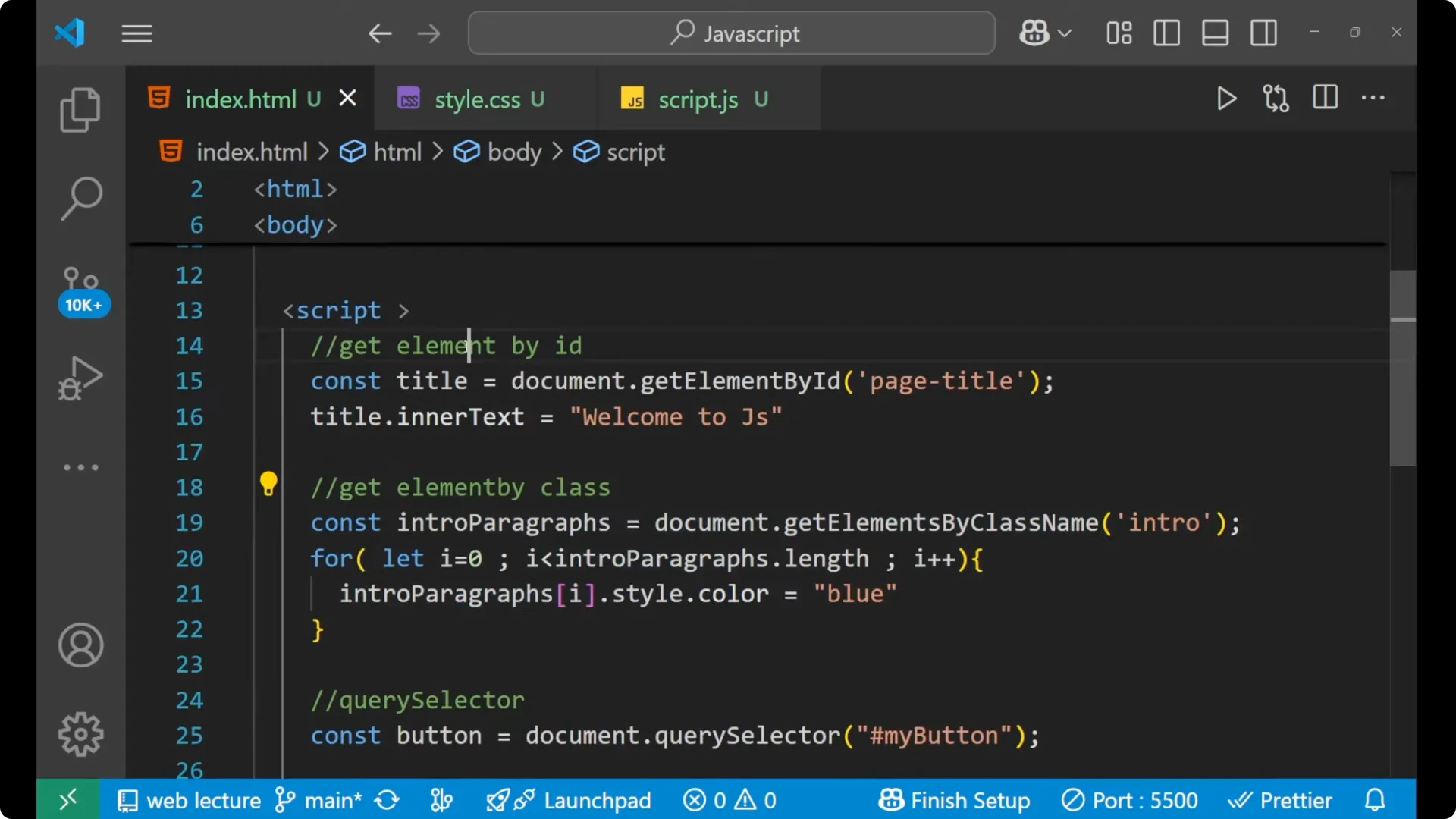 Master Accessing HTML Elements with JavaScript Methods  32