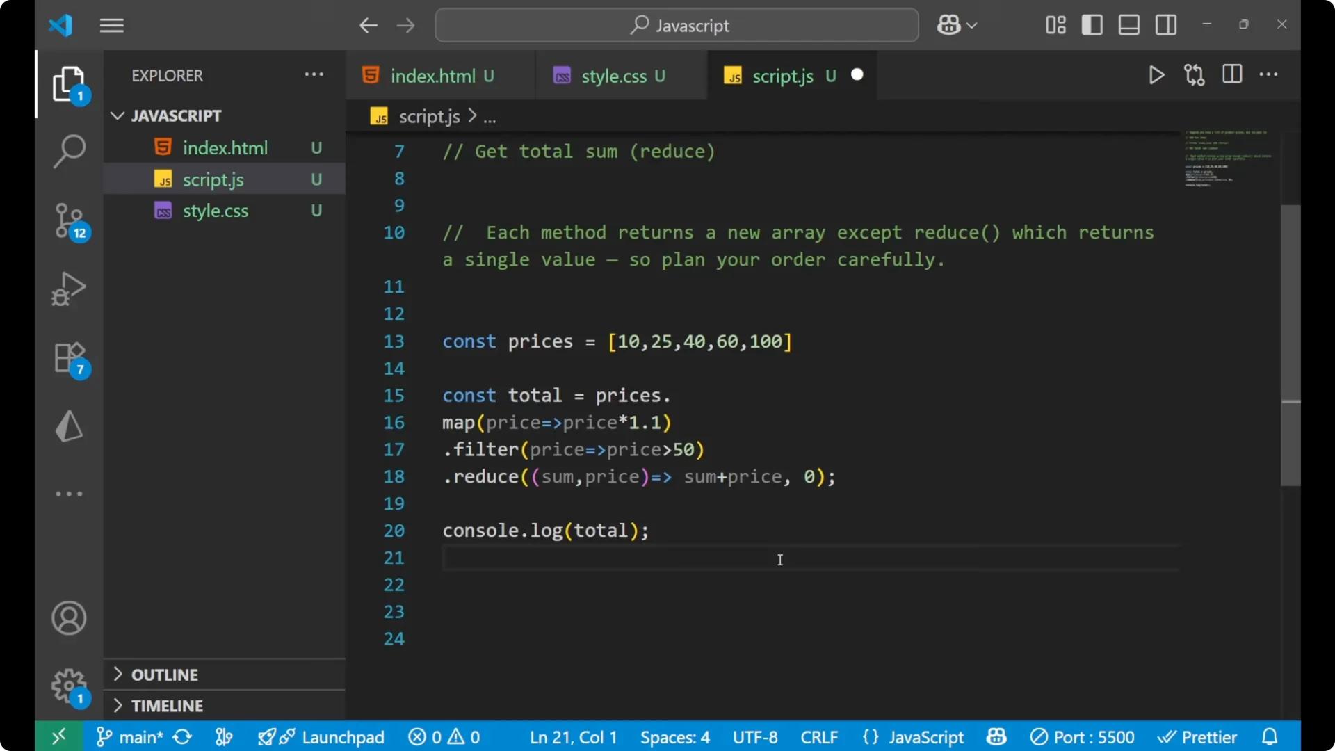 Master Chaining map(), filter(), and reduce() in JavaScript Arrays  10