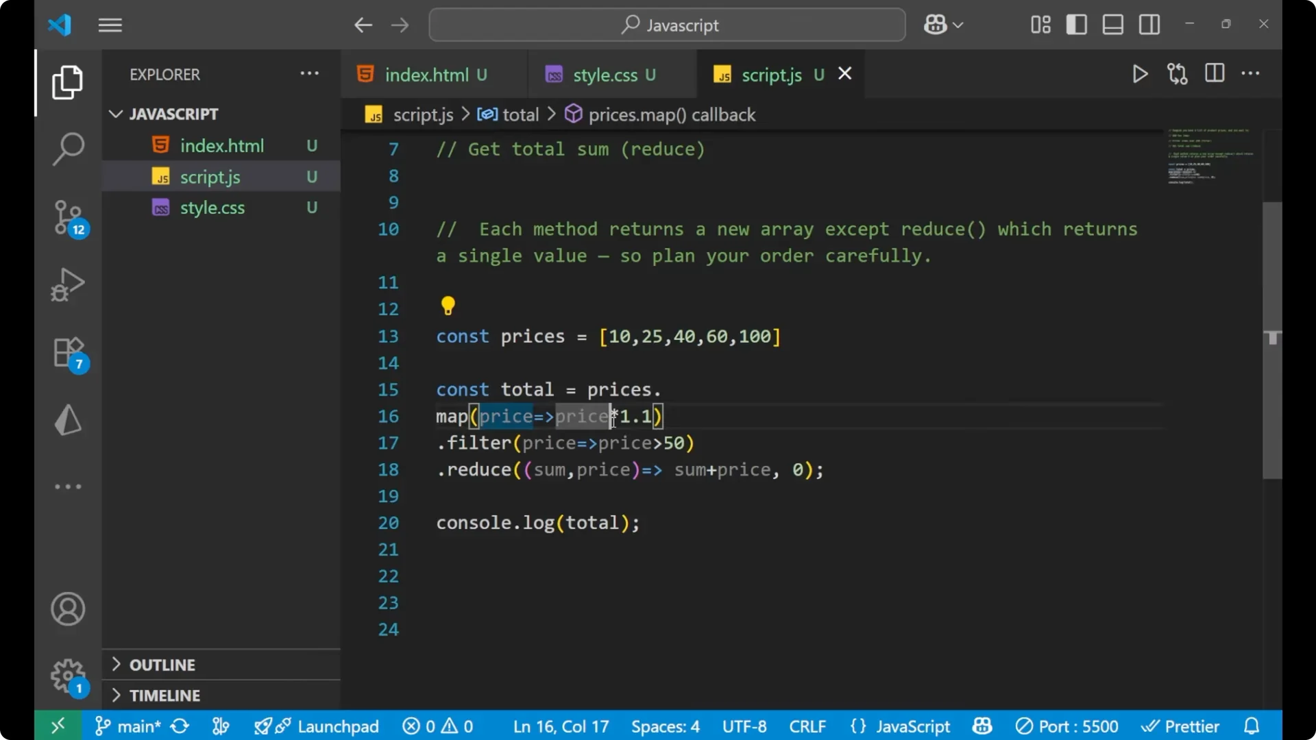 Master Chaining map(), filter(), and reduce() in JavaScript Arrays  12
