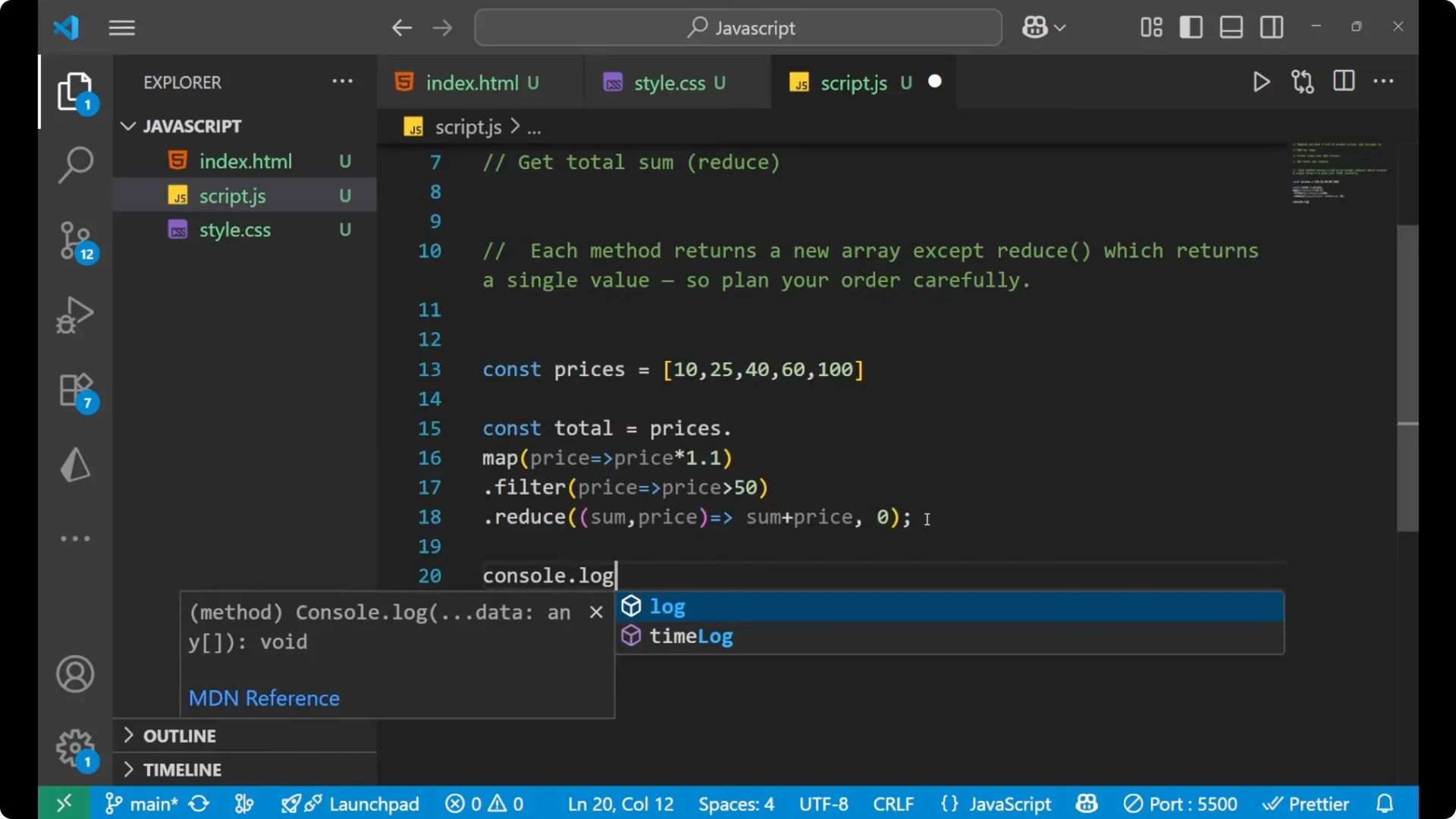 Master Chaining map(), filter(), and reduce() in JavaScript Arrays  9