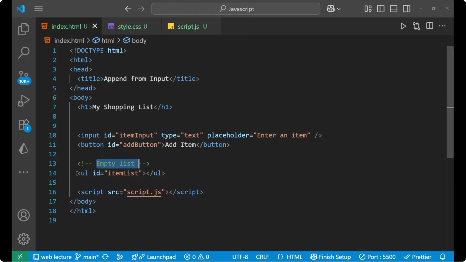 Master Creating and Appending DOM Elements with Vanilla JavaScript screenshot 2