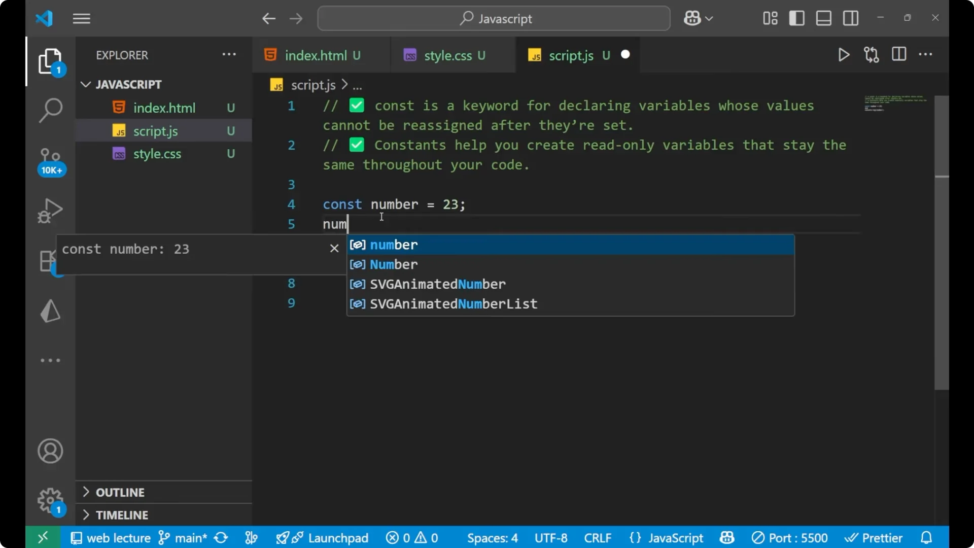 Master JavaScript Constants: Using const with Block Scope & Immutability screenshot 3