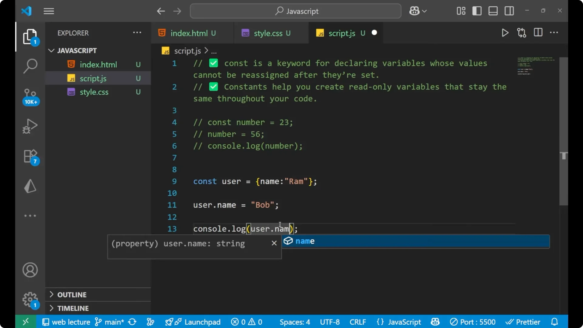 Master JavaScript Constants: Using const with Block Scope & Immutability screenshot 6