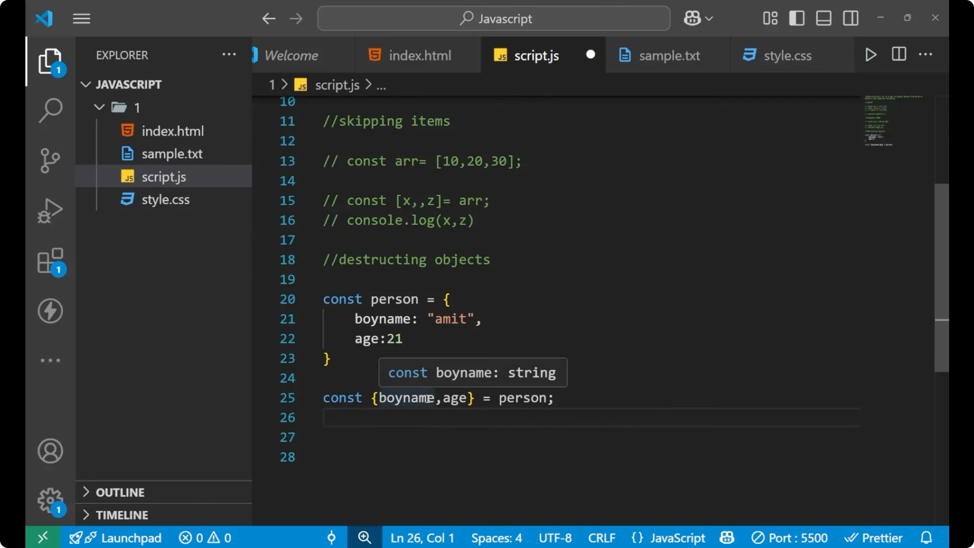 Master JavaScript Destructuring: Arrays & Objects Explained  22