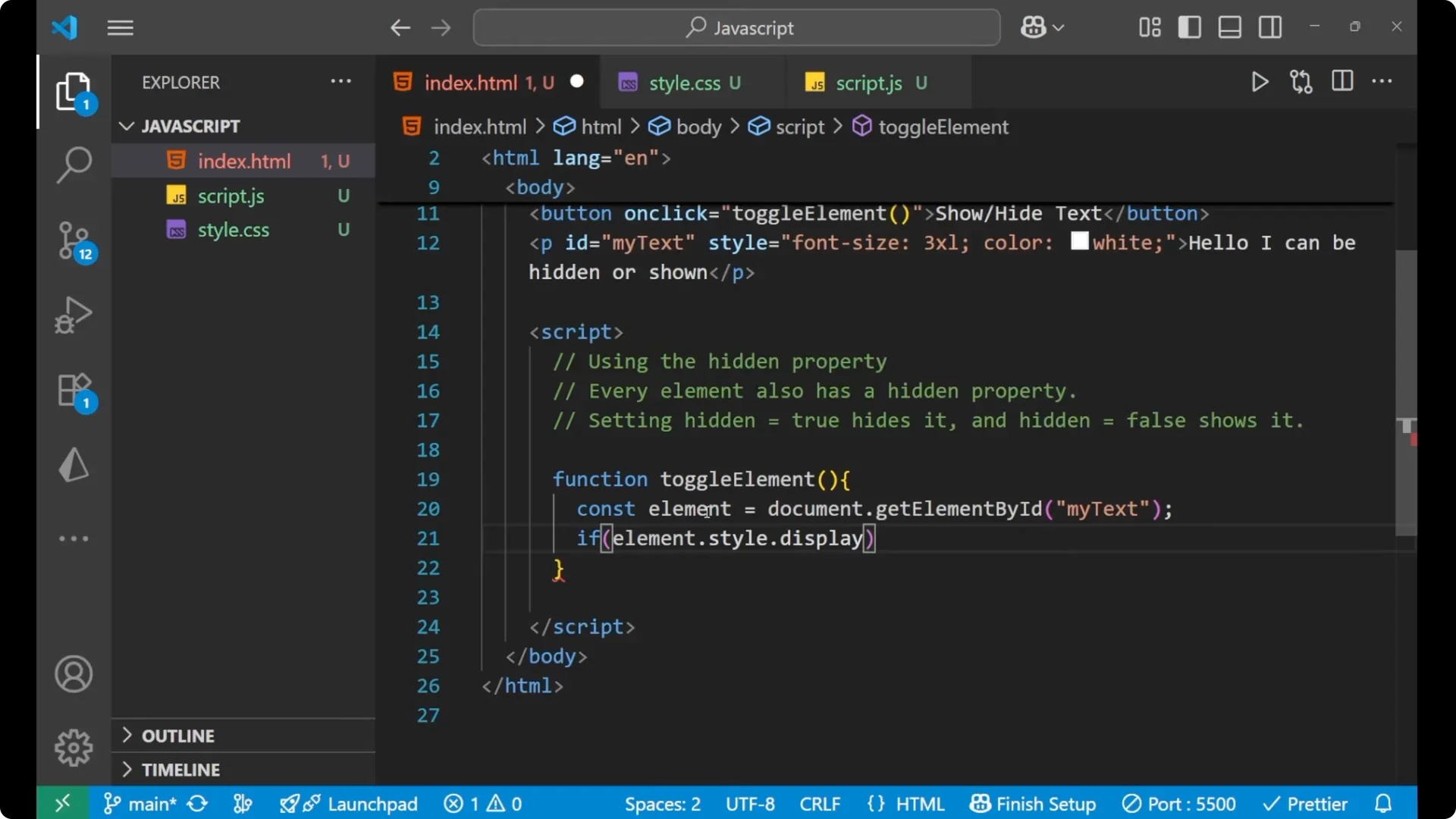 Master JavaScript Toggle: Show or Hide Elements Easily  11