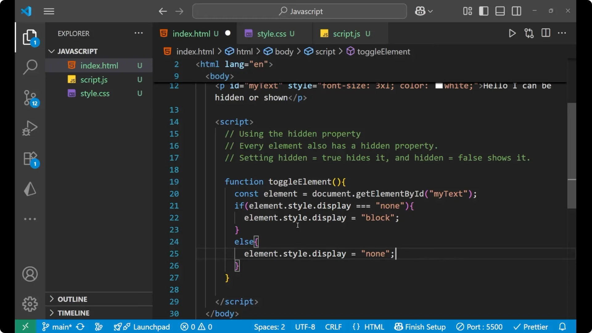 Master JavaScript Toggle: Show or Hide Elements Easily  13
