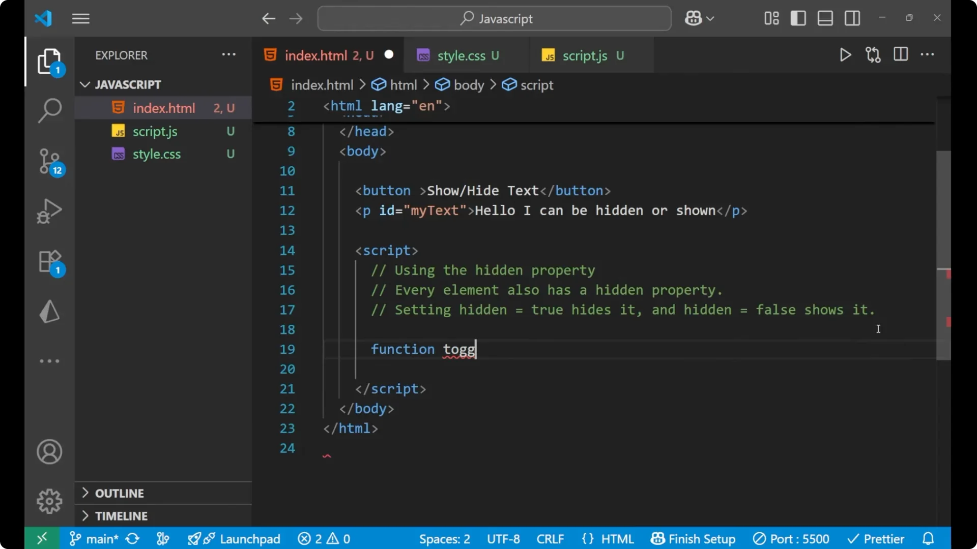 Master JavaScript Toggle: Show or Hide Elements Easily  3