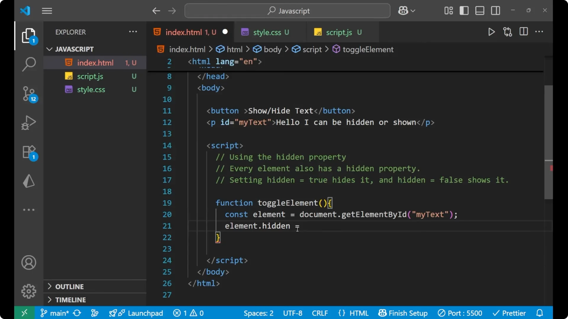 Master JavaScript Toggle: Show or Hide Elements Easily  5