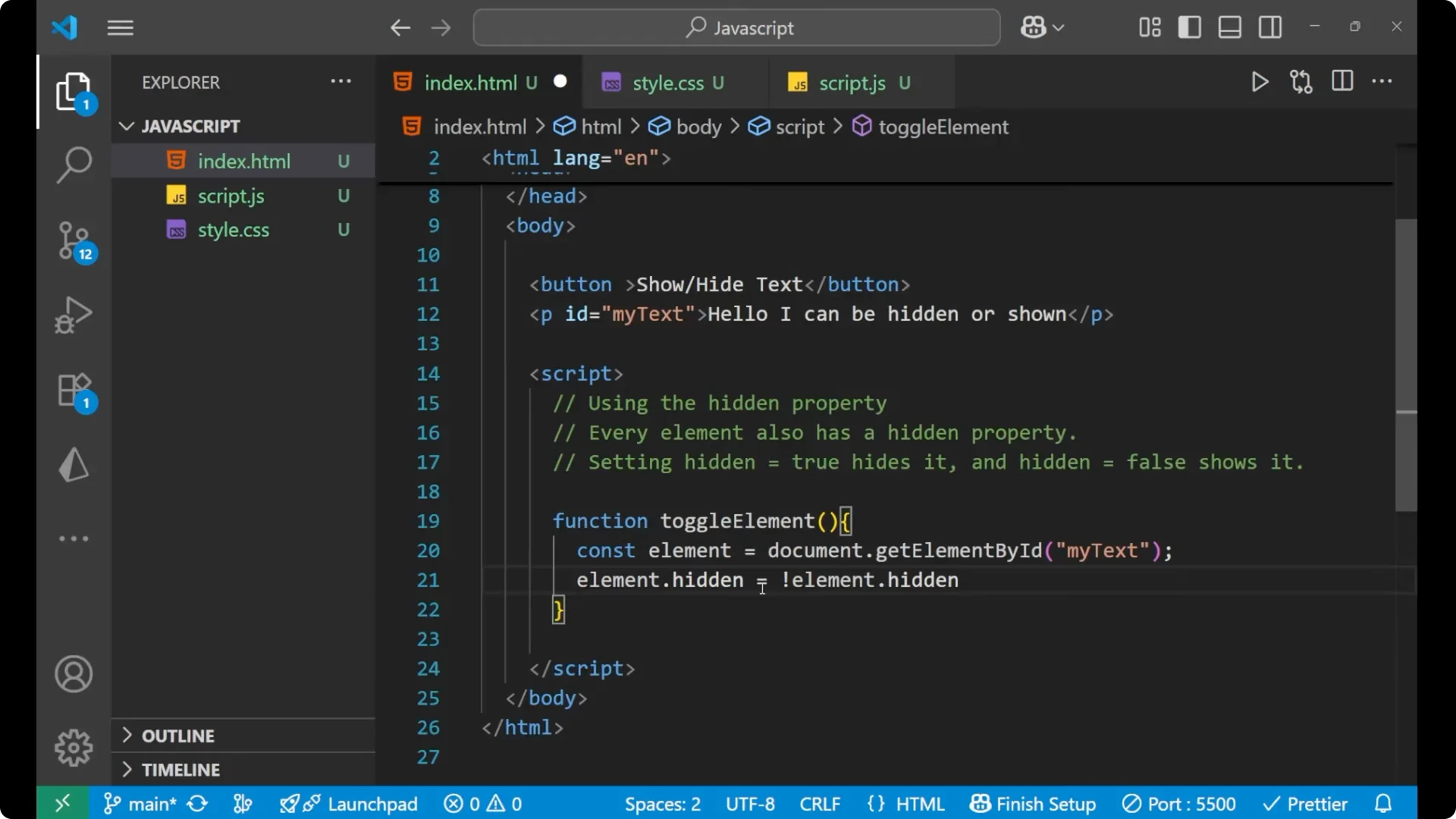 Master JavaScript Toggle: Show or Hide Elements Easily  6