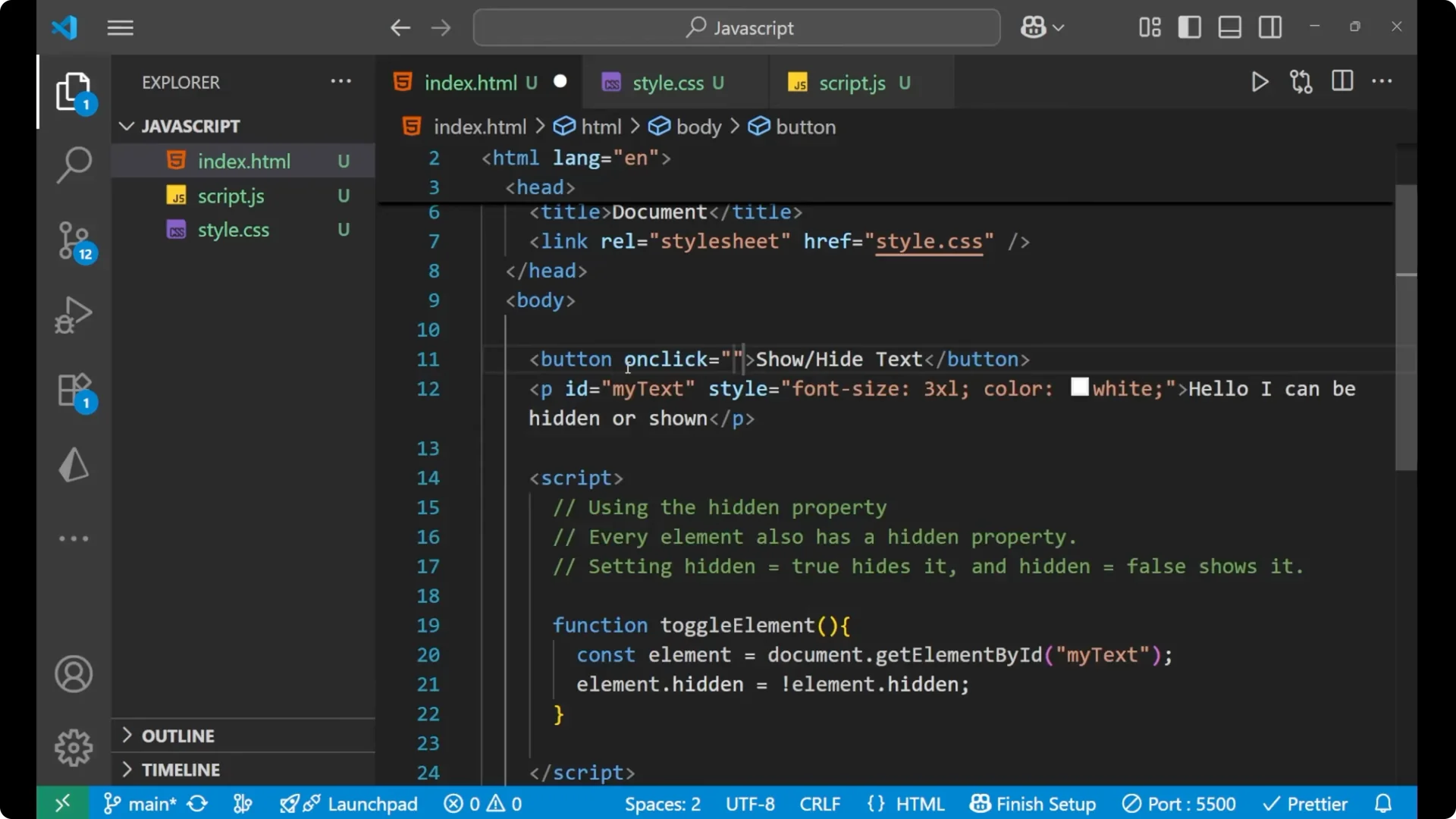 Master JavaScript Toggle: Show or Hide Elements Easily  8