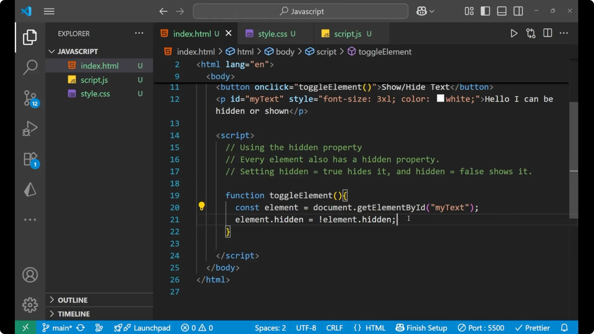 Master JavaScript Toggle: Show or Hide Elements Easily  9