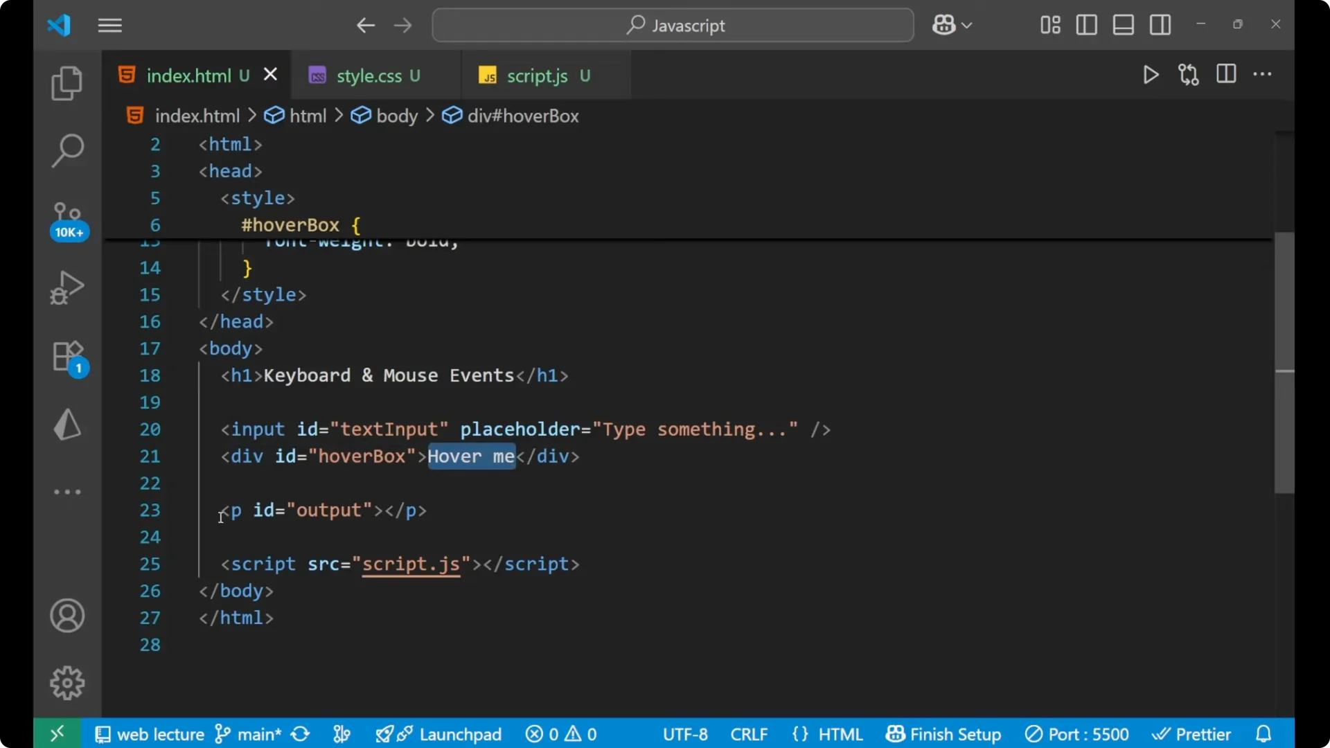 Master Keyboard and Mouse Events in JavaScript: A Practical Guide screenshot 3