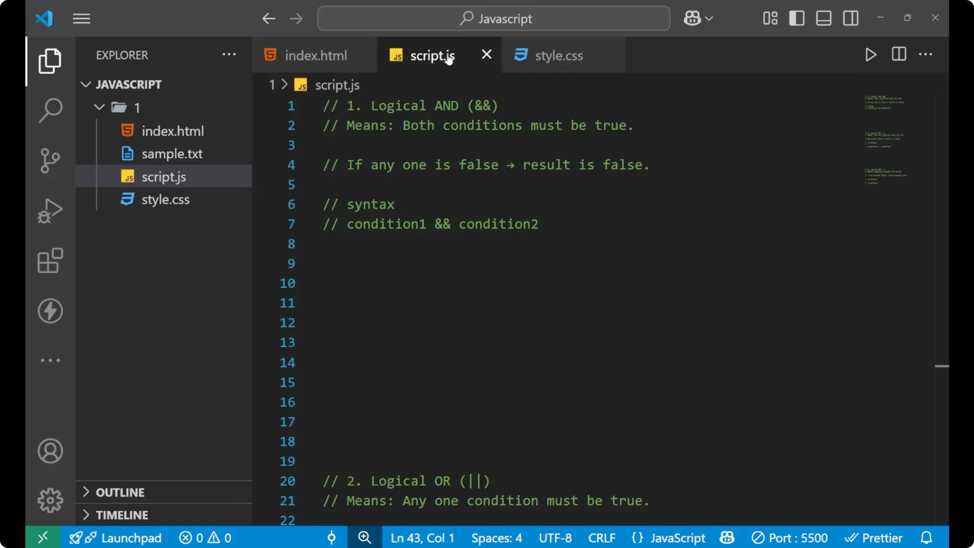 Mastering JavaScript Logical Operators: &&, ||, and ! Explained 1