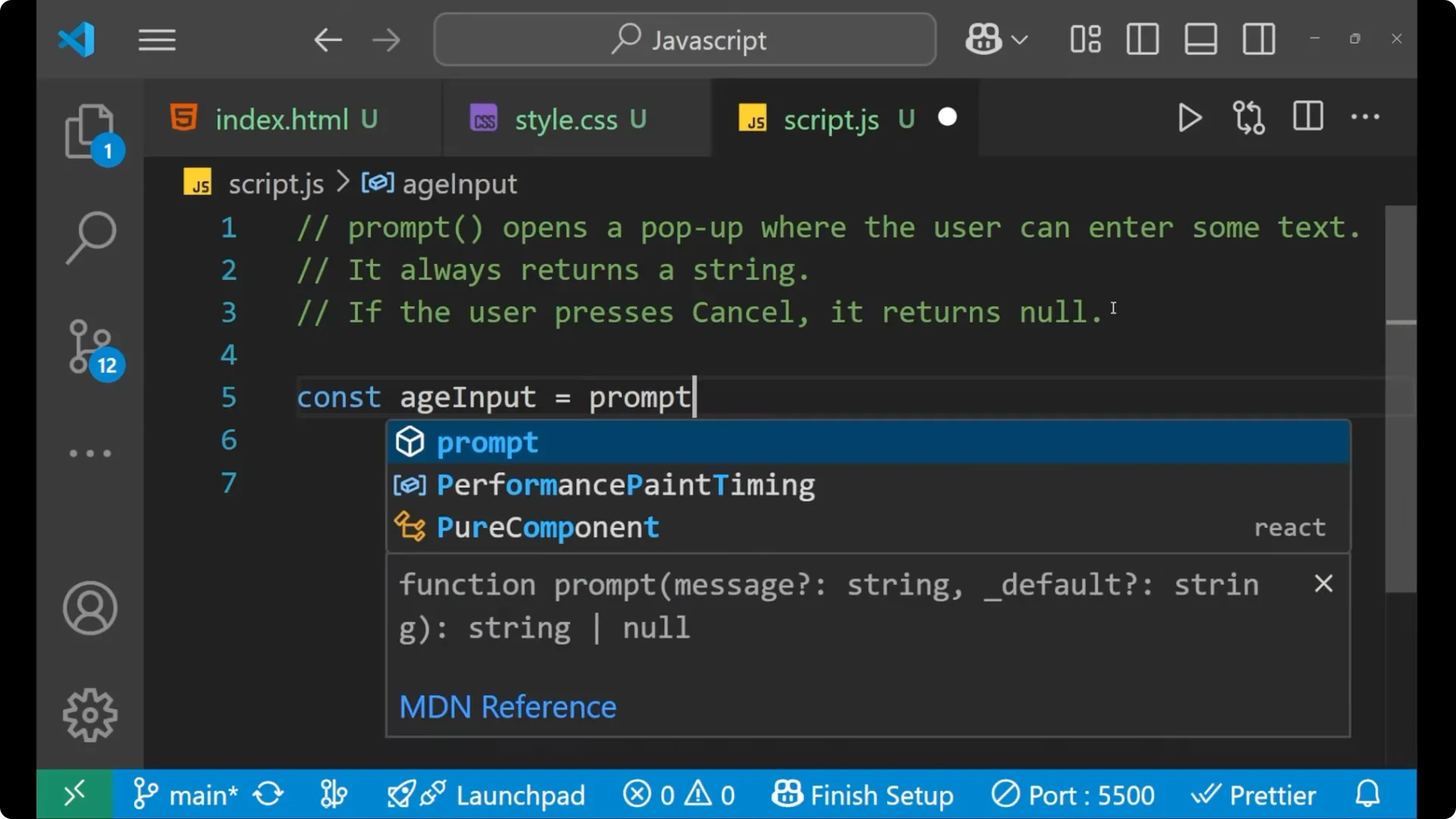 Mastering JavaScript Prompts: Capture User Input with Examples 3