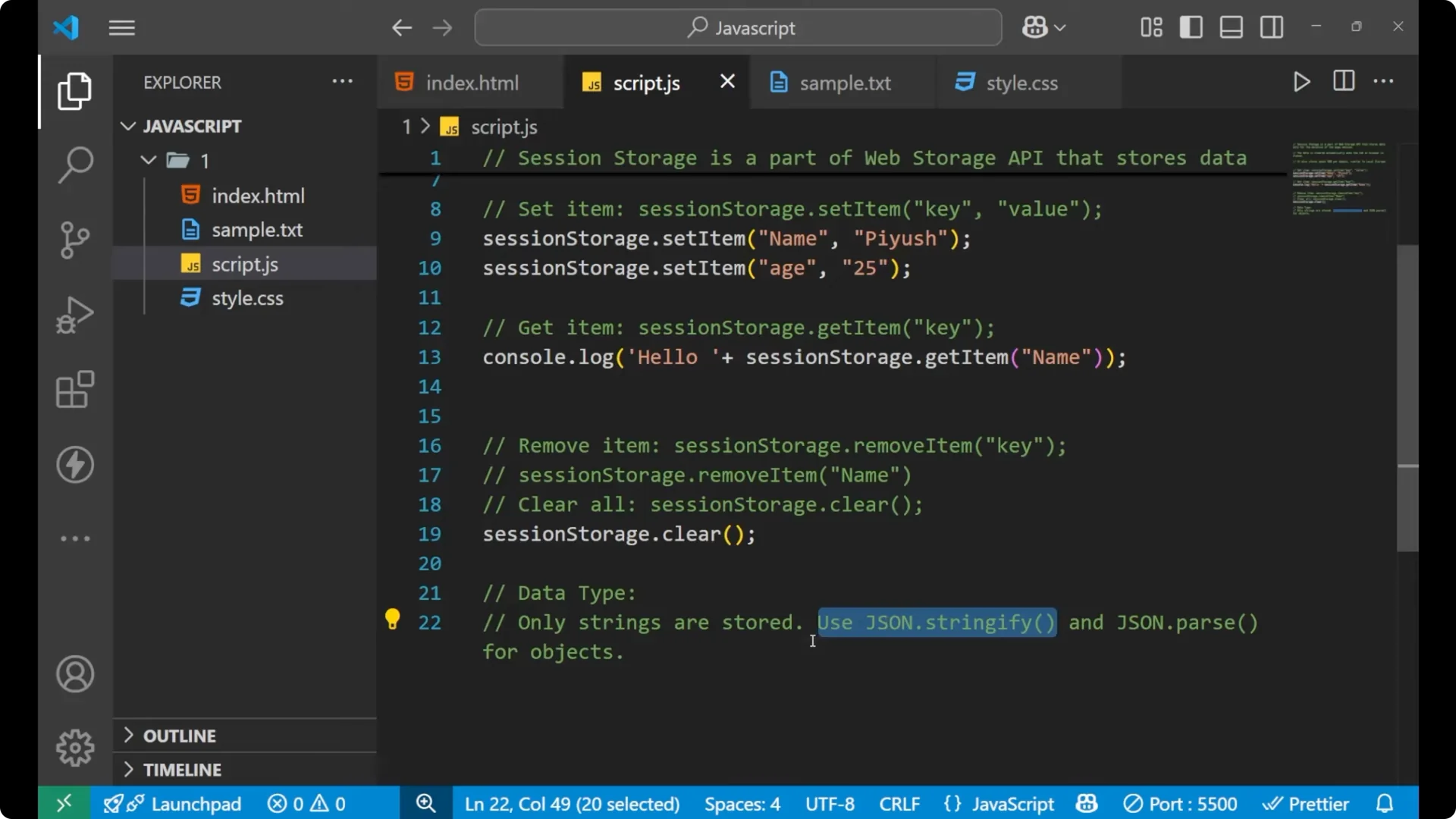 Mastering Session Storage in JavaScript: Store Temporary Browser Data  12