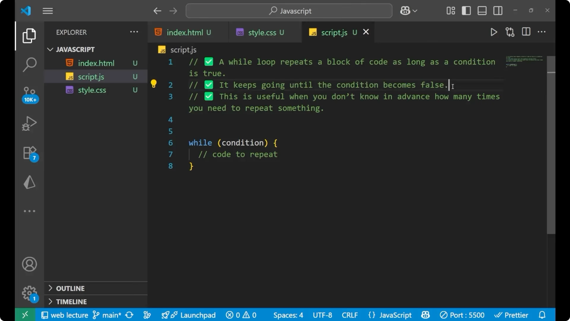 Mastering While Loops in JavaScript: A Beginner’s Guide screenshot 1