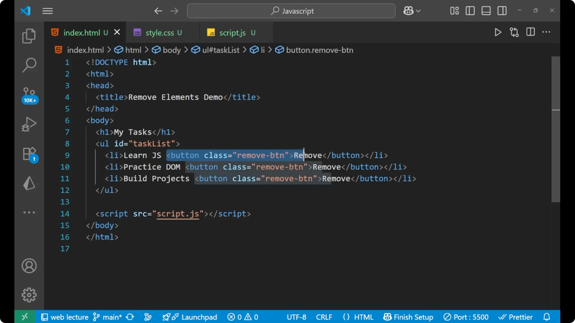 Simple Ways to Remove DOM Elements Dynamically with Vanilla JS screenshot 1