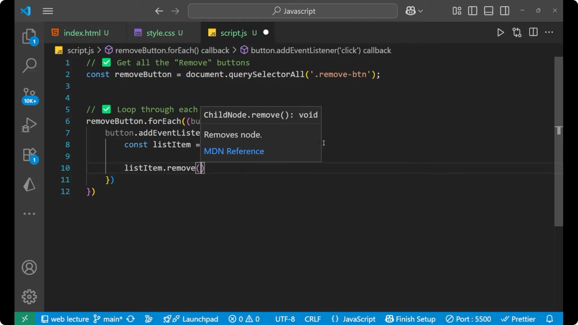 Simple Ways to Remove DOM Elements Dynamically with Vanilla JS screenshot 10