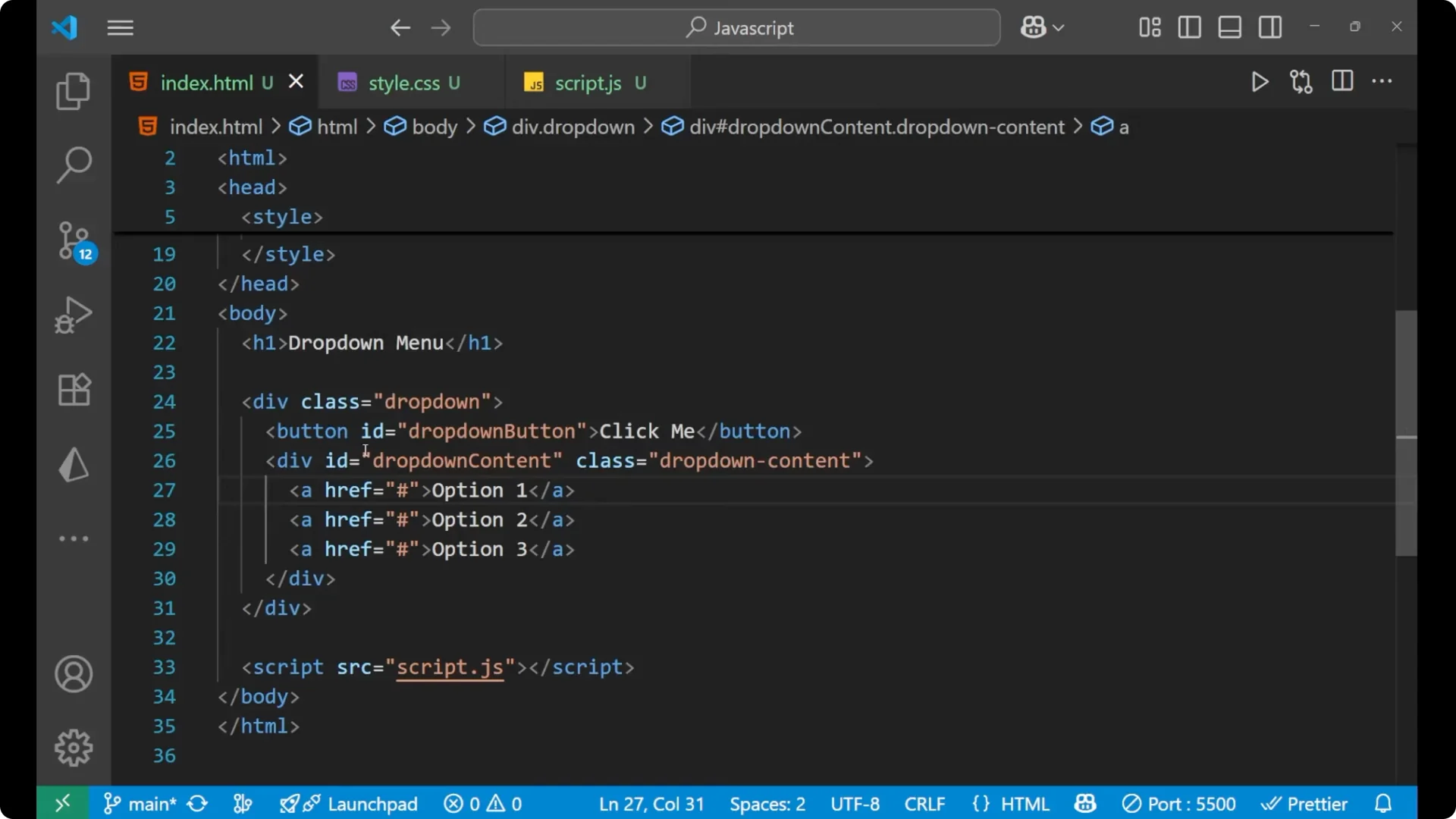 Step-by-Step Guide to Building a JavaScript Dropdown Menu  1