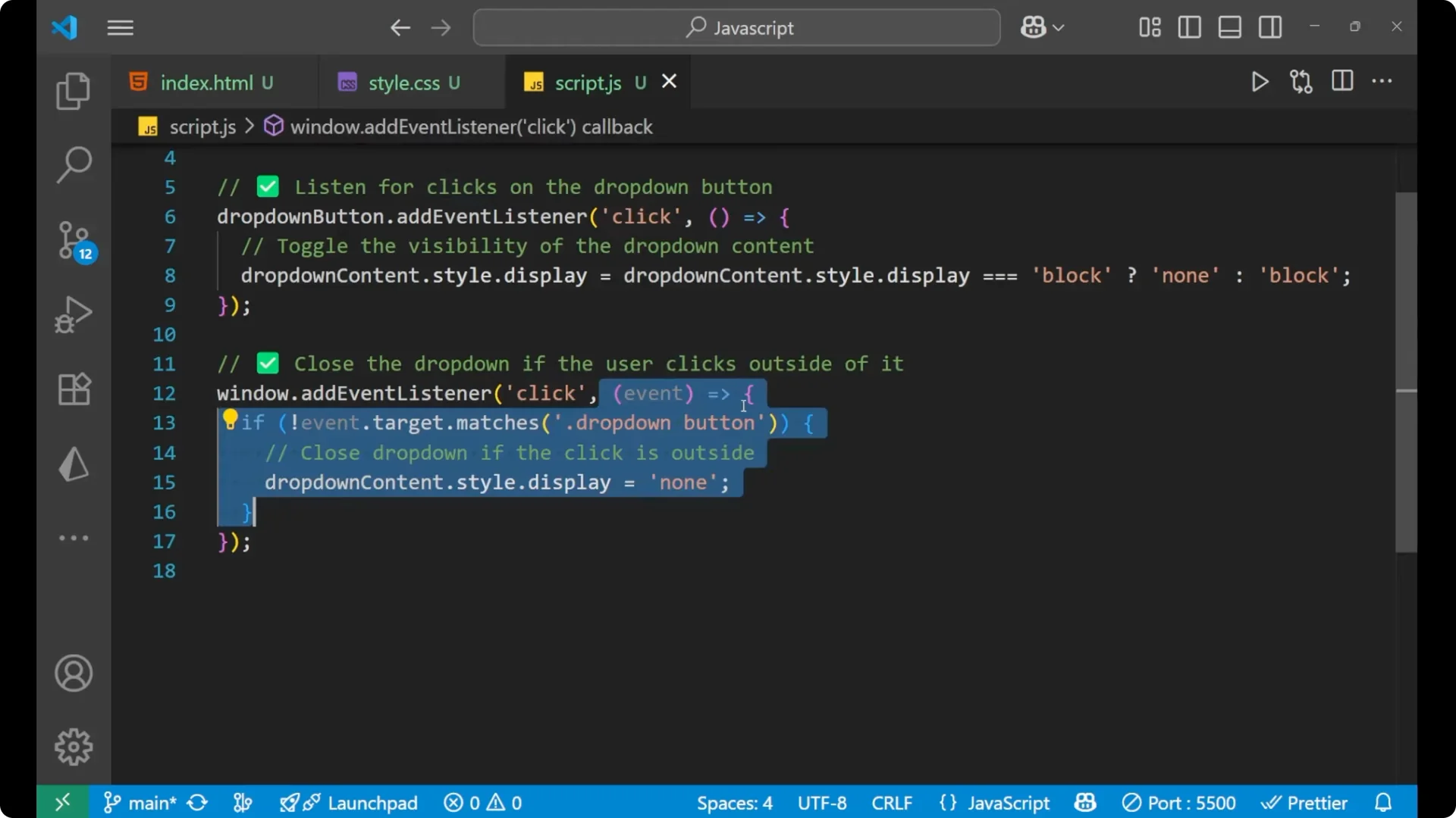 Step-by-Step Guide to Building a JavaScript Dropdown Menu  11