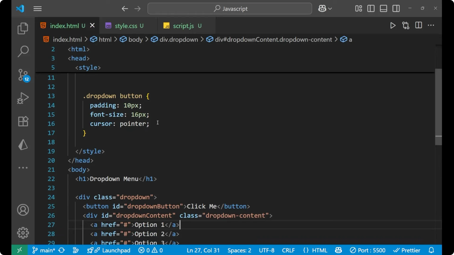 Step-by-Step Guide to Building a JavaScript Dropdown Menu  3