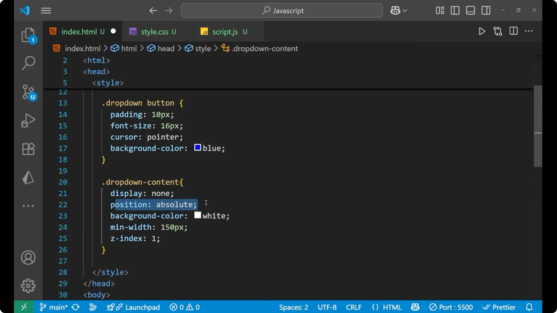 Step-by-Step Guide to Building a JavaScript Dropdown Menu  4