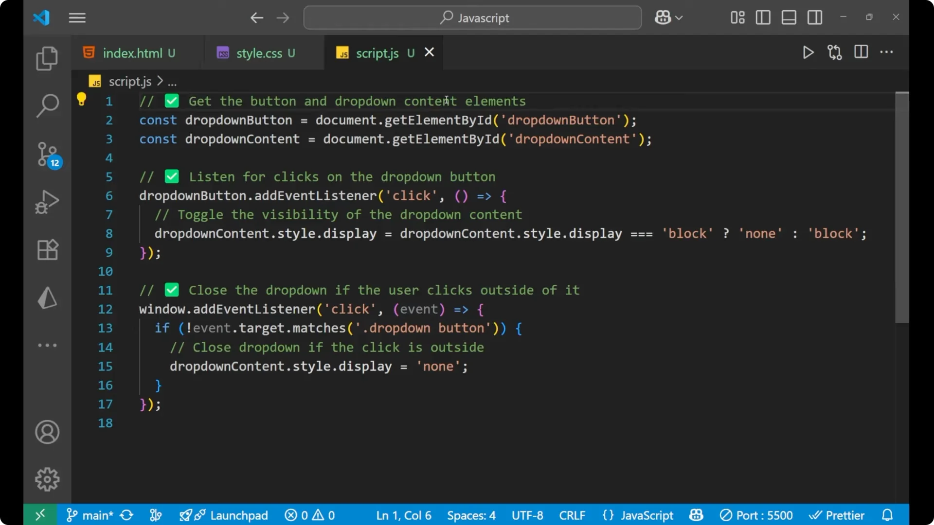 Step-by-Step Guide to Building a JavaScript Dropdown Menu  6