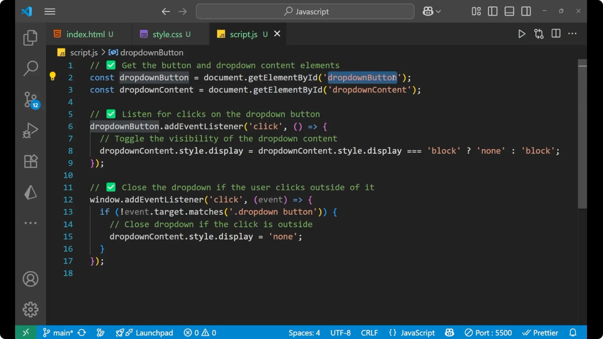 Step-by-Step Guide to Building a JavaScript Dropdown Menu  7