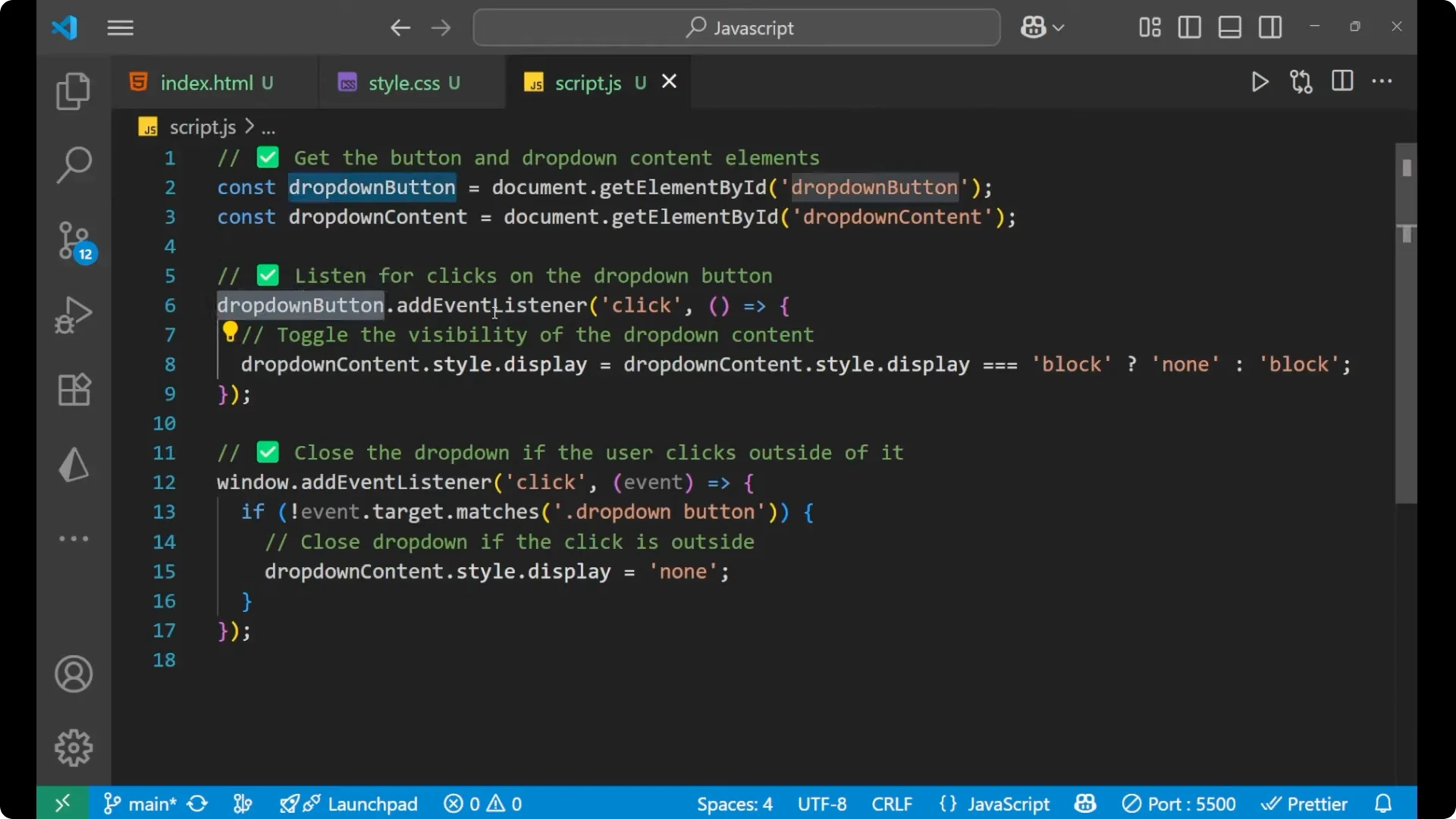 Step-by-Step Guide to Building a JavaScript Dropdown Menu  8