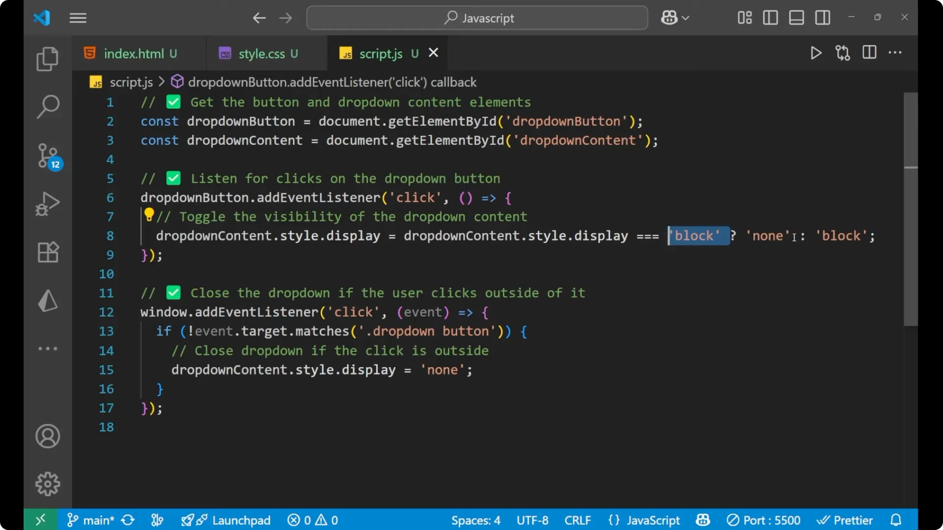 Step-by-Step Guide to Building a JavaScript Dropdown Menu  9